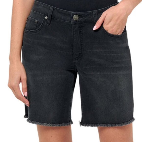 NWT Seven7 Women's Relaxed Mid Rise Bermuda Short - Medium or Black Wash - Picture 2 of 4